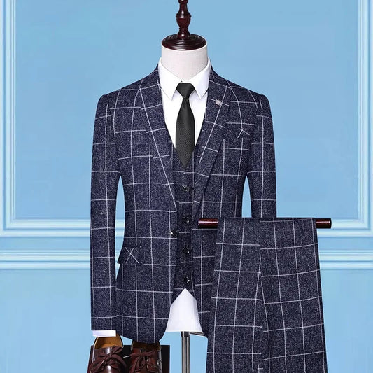 3-Piece Suit Men's Smart Casual Italian Style Slim Fit Business Formal – Blazer, Vest & Trousers