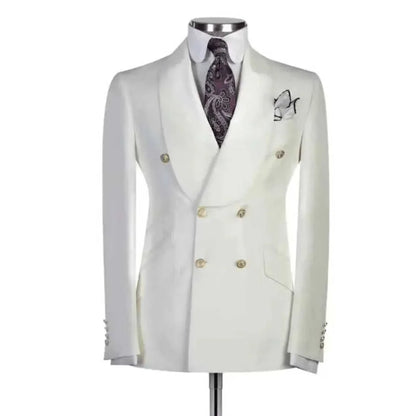 Blue Shawl Lapel Double Breasted Suit Jacket for Men Slim Fit Comfortable Wedding Blazer Prom Tops Regular Fit