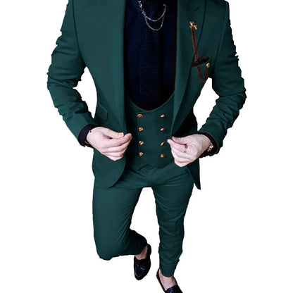 Suit For Men Wedding Slim Fit 3 Pieces Casual Prom Tuxedos Groom Double Breasted Business Men Suits(Blazer+Vest+Pants)