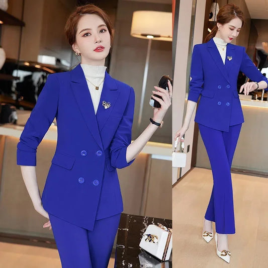 White Suit Set for Women, Elegant Professional Wear, High-end Slim Fit Fashion, Red Business Formal Workwear