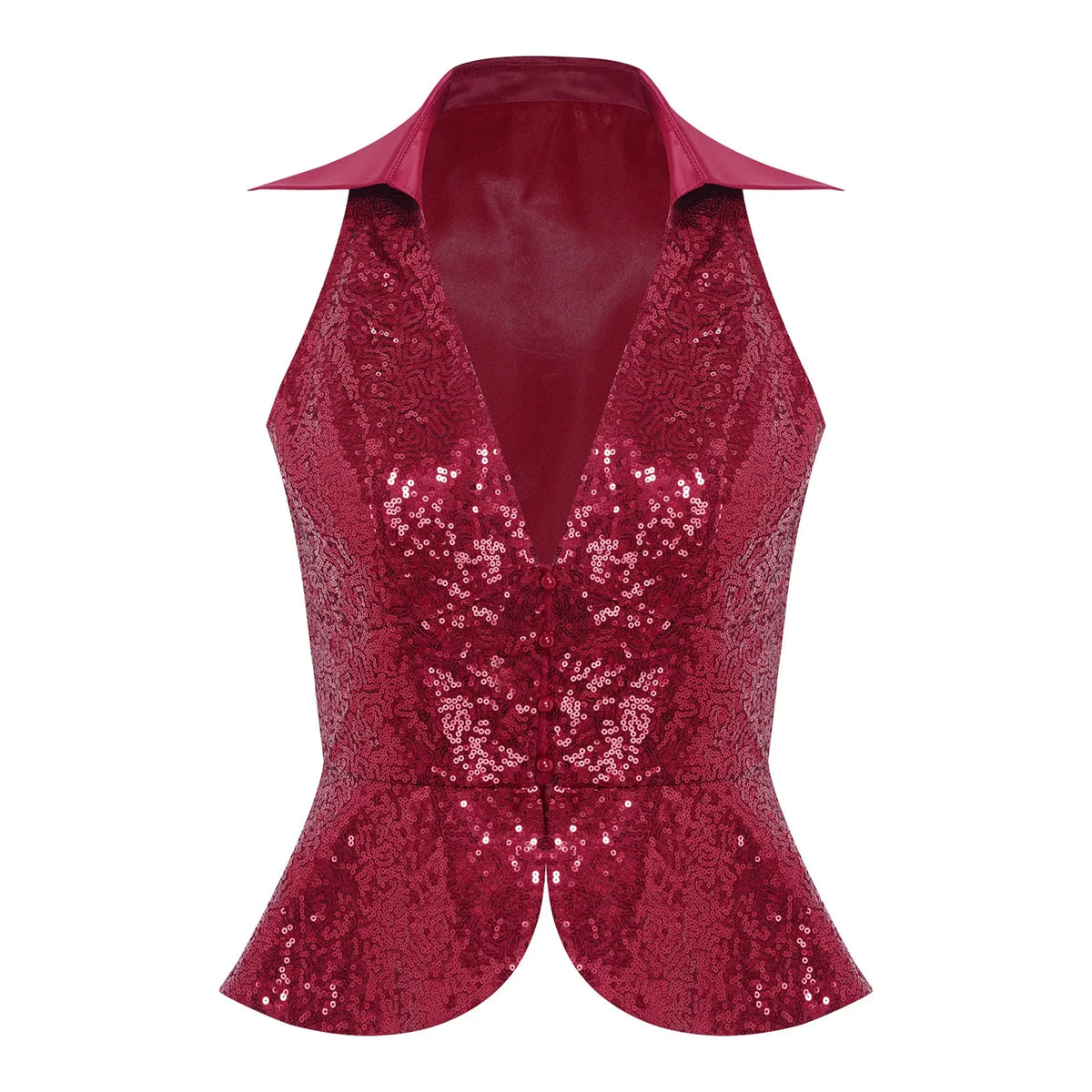 Women Shiny Sequin Vest Lapel Sleeveless Glitter Suits Waistcoat Top Rave Music Festival Jazz Dance Party Banquet Night Clubwear