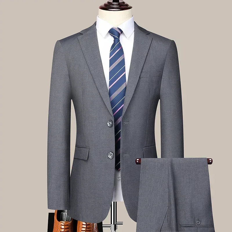 Men's Suit Blazer and Pants Smart Casual Slim Fit Wedding Business Formal Set