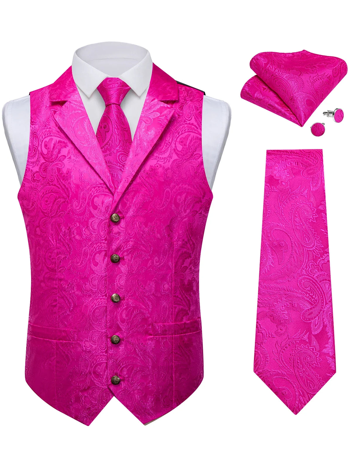 Men's Suit Vest & Tie Set – Paisley Jacquard Waistcoat for Weddings and Formal Occasions