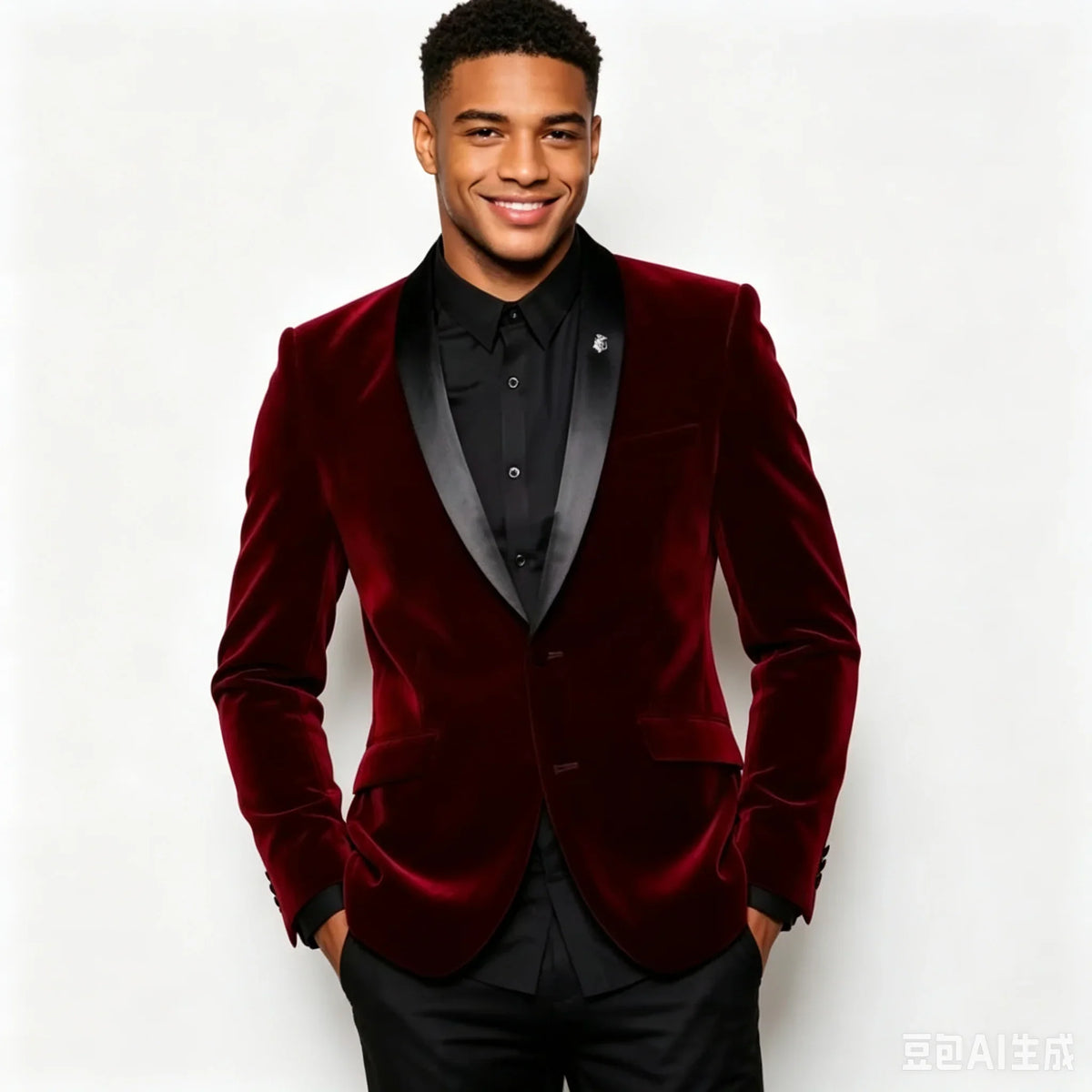 New Burgundy Velvet Blazer Wedding Men Shawl Lapel Casual Suit One Button Jacket Formal Male Fashion Party Suit Only One Coat