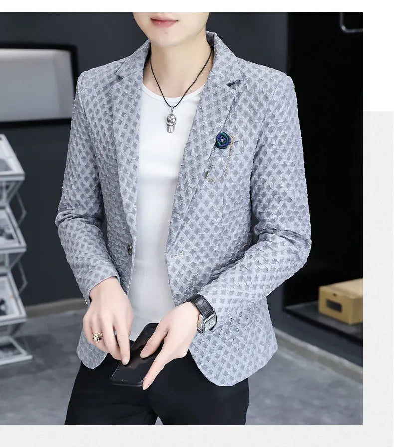 Blazer Men's Fashion Outdoor Travel Gentleman Wedding Slimming Business Versatile Trendy Casual Korean-style Formal Wear Blazer