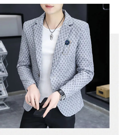 Blazer Men's Fashion Outdoor Travel Gentleman Wedding Slimming Business Versatile Trendy Casual Korean-style Formal Wear Blazer