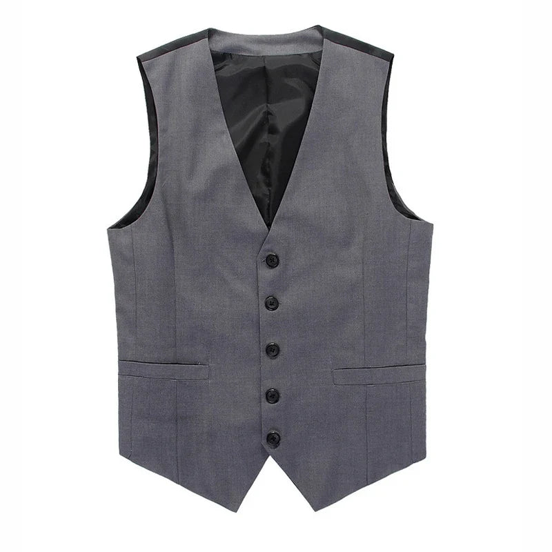Men's Single Breasted Vest – Slim Fit Formal Waistcoat for Business & Weddings | Grey, Navy Blue, Black | Plus Size up to 7XL