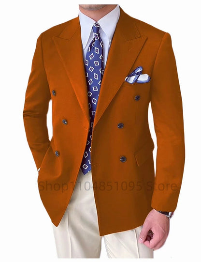 Wedding Men's Tuxedo Jacket Bridegroom Business Groom Wear Formal Party Blazer Double Breasted Peak Lapel XS-6XL One Coat