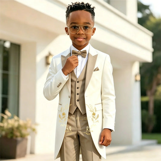 Formal Boy Suits Set 3 Pieces For Wedding Kids Perfirmance Outfit Host Costumes,Elegant Boys Slim Fit Suits Party Tuxedos