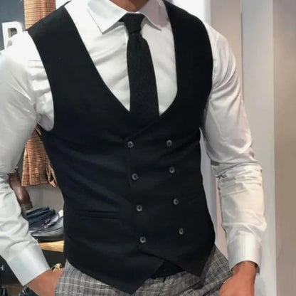 Men's Formal Double-Breasted Vest for Weddings & Daily Wear