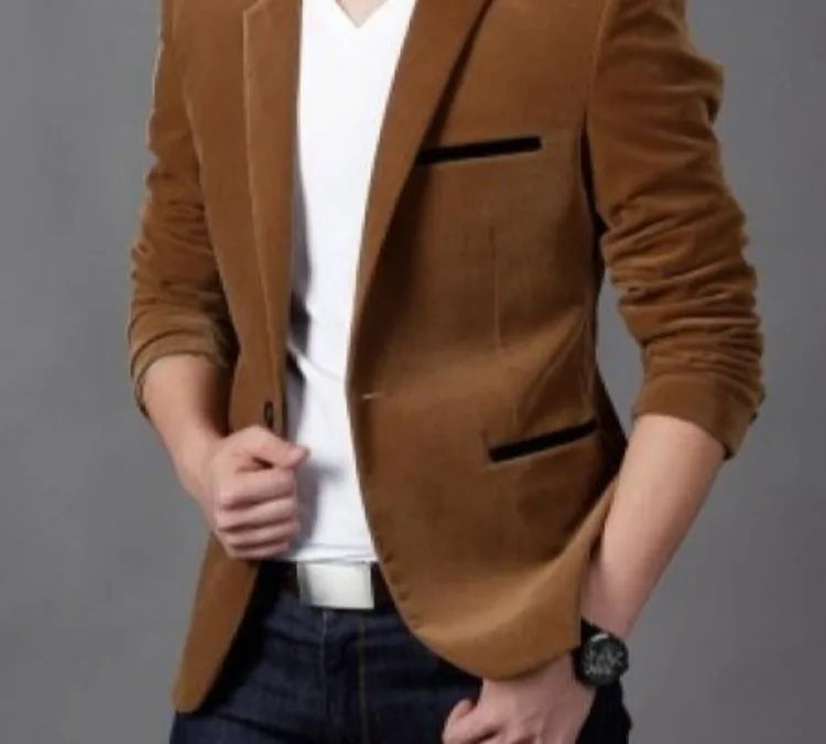 Men's Slim Fit Korean Style Blazer Autumn Winter Formal Suit Jacket Trendy Youth Business Casual Top