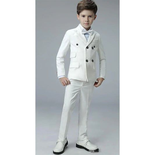 Elegant Boys Suits 2 Piece Fashion Peak Lapel Double Breasted Wear Slim Formal Daily Casual Kids Clothes Boy (Jacket+Pants)