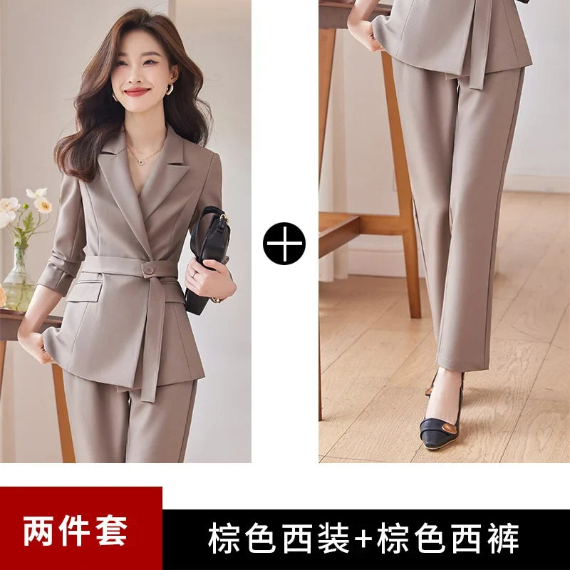 Professional Long-Sleeved Trouser Suits for Women, Fashionable Trousers, High Quality, Show, Elegant, New, Autumn and Winter