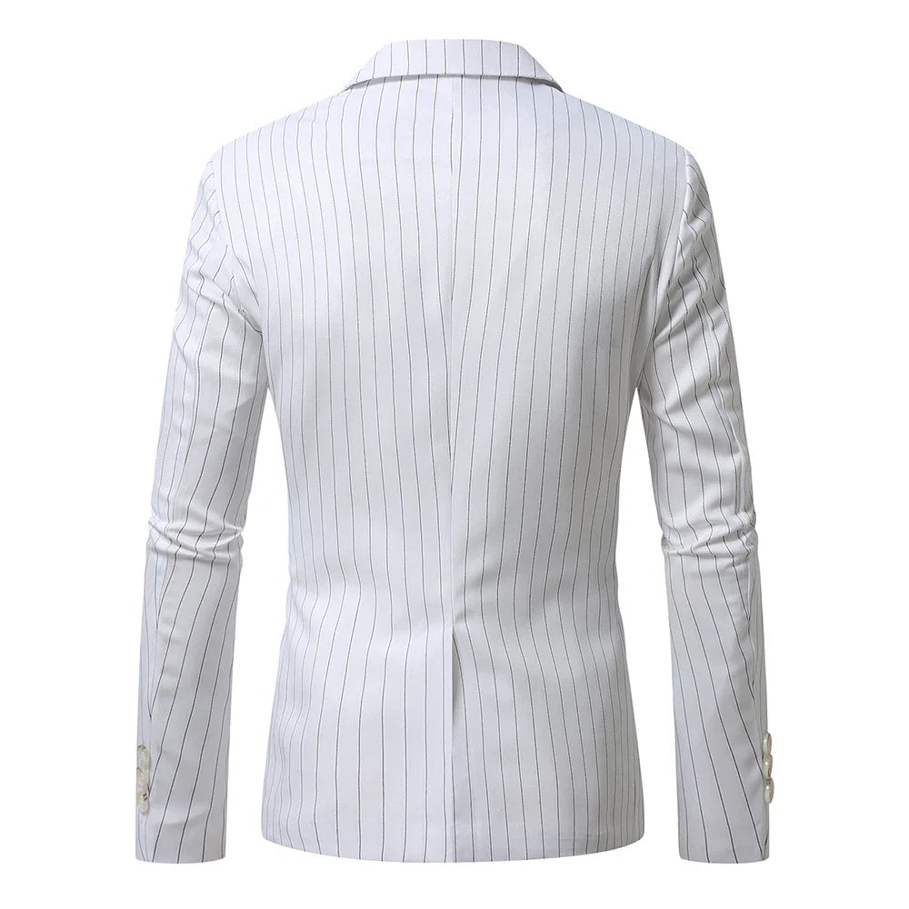Striped Suit Jackets Men Dress Coat Vintage 2025 Ropa Elegante Hombre Mens Casual Business Slim Fit Formal Blazers Masculino