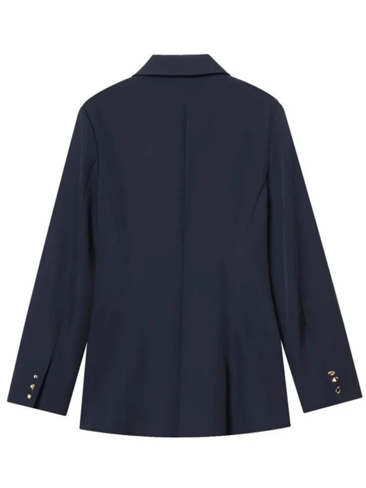 Women Asymmetric Buckle Blazer Elegant Wrap Suit Jacket Slim Waist Tailored Office Lady Workwear Fashion Blazer Coat