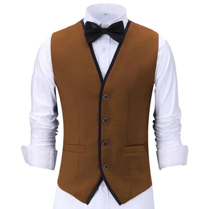 Men's Formal Vest Single Button Waistcoat for Weddings and Business