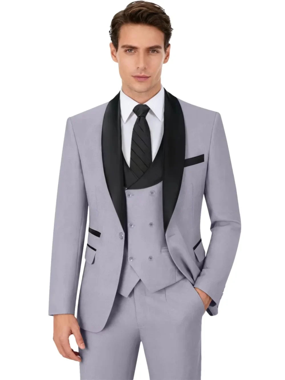 Multi-colors Men's Handsome Suits 3 Pieces Banquet Party Wear Classic Shawl Lapel Suit Set Wedding Groom Sets Plus Size Tuxedo