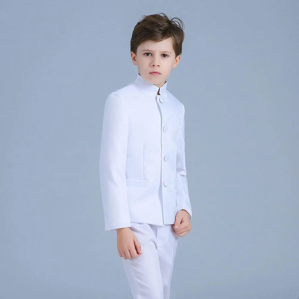 Boy Suits Fashion Stand Collar Single Breasted Outfits 2 Piece Formal Party Tuxedo Daily Casual Slim Children's Clothing