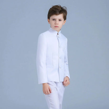 Boy Suits Fashion Stand Collar Single Breasted Outfits 2 Piece Formal Party Tuxedo Daily Casual Slim Children's Clothing