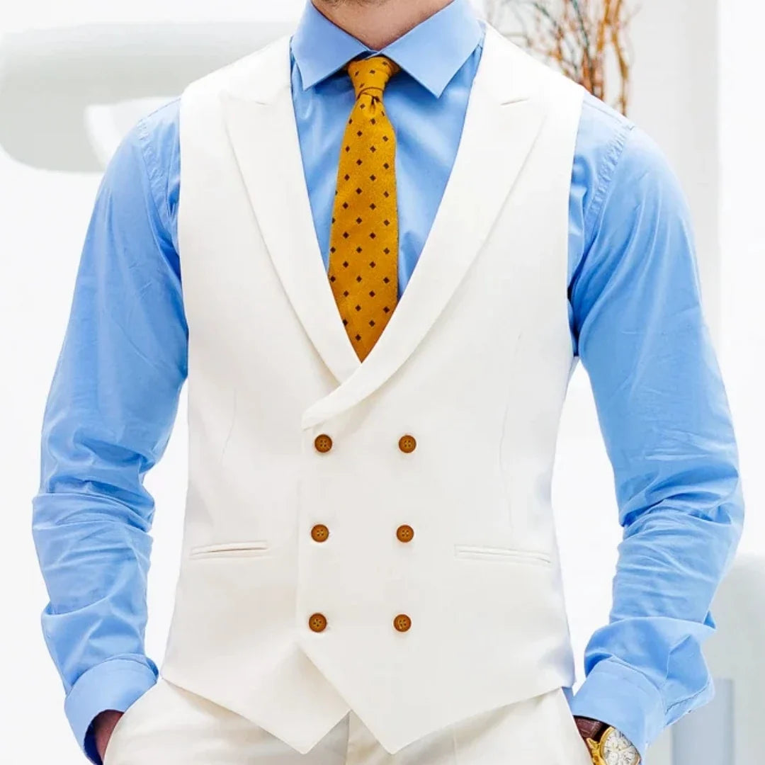 Men's Double Breasted Vest Formal Lapel Waistcoat for Wedding & Special Occasions