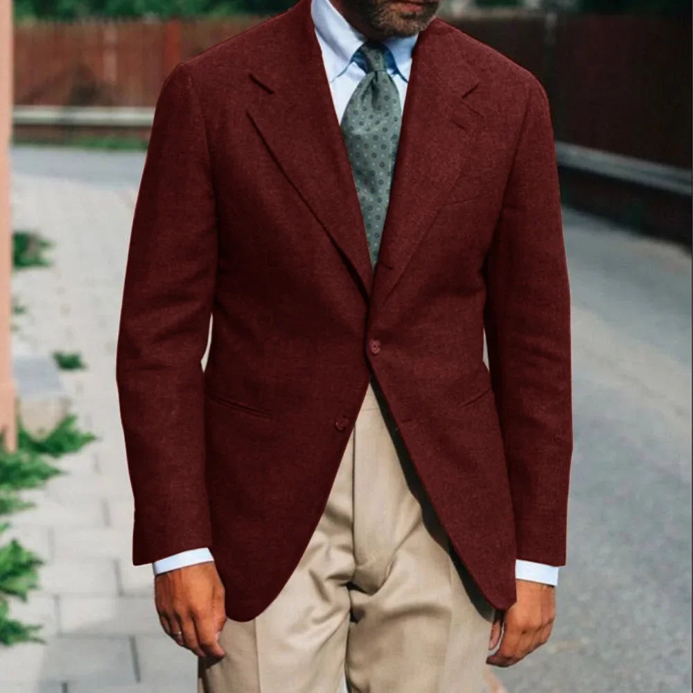 Men's Wool Blazer Single Breasted Slim Fit for Wedding Office and Party Wear