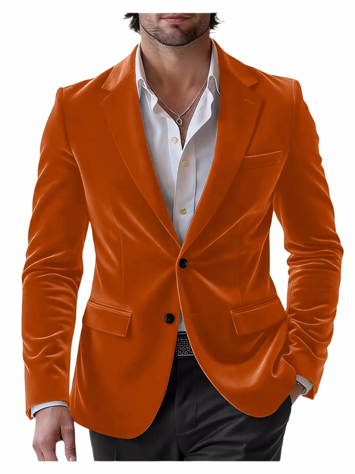 Men's Velvet Blazer Single Breasted Slim Coat Tailored Business Casual Groom's Jacket Fit Work Date Party Wedding Daily Wear