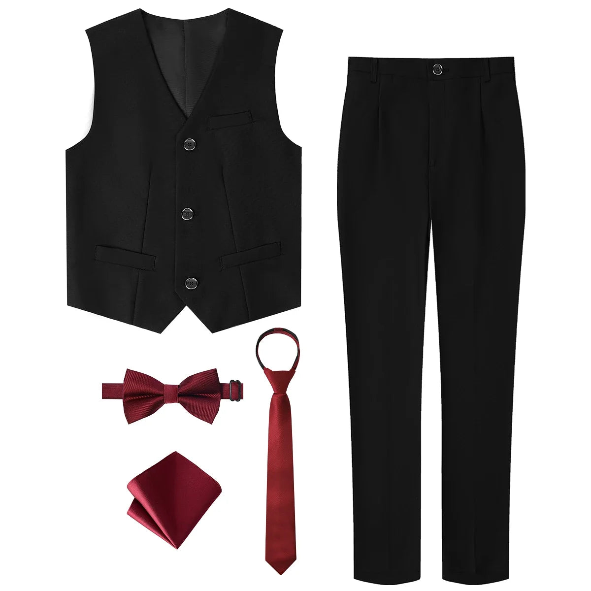 Kids Clothes Boys Suit Wedding Flower Formal Easter Child Party Ceremony Birthday Costume Photography with Vest Pants 5PCS