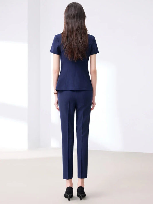 Professional women's clothing, short sleeved two-piece pants+blazers, exquisite elegant, spring summer new styles2026