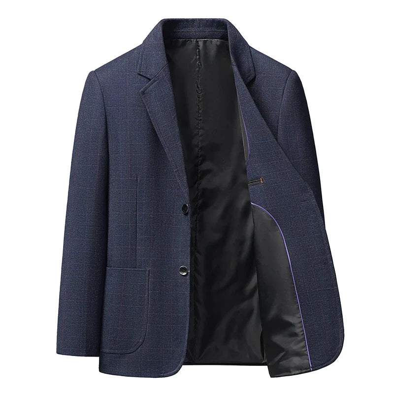 Men's Smart Casual Blazer Single Breasted Checkered Suit Jacket