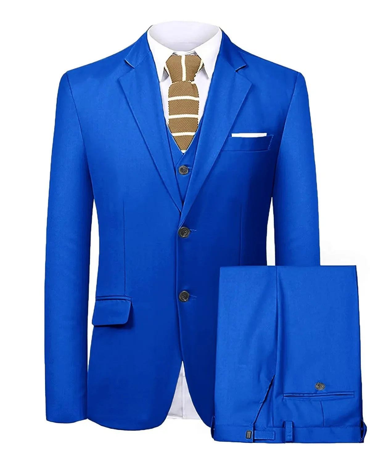Men's 3 Pieces Suit Two Buttons Notch Lapel Jacket Waistcoat and Trousers Dinner Wedding Tuxedos Slim Fit Formal Business Suits