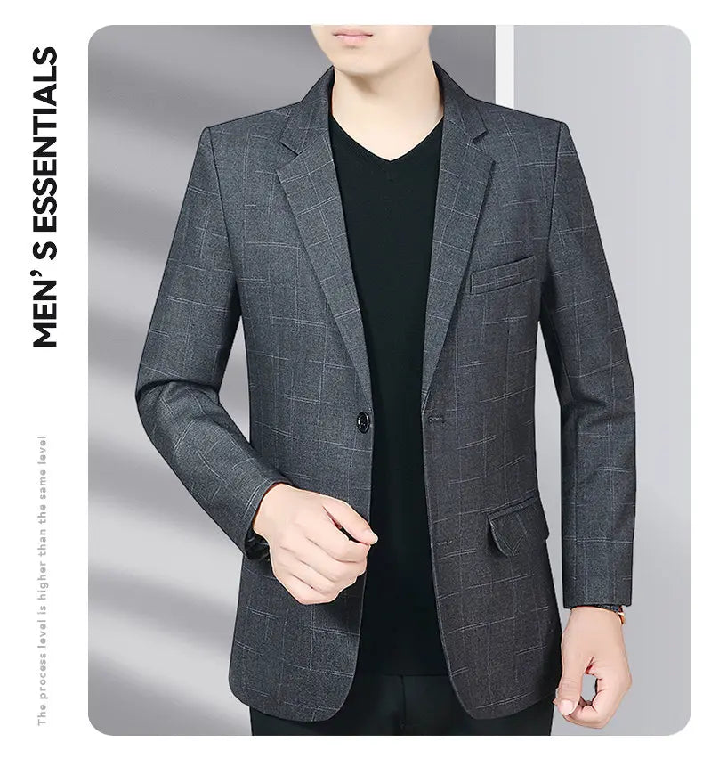 Blazer Men's Business Gentleman Wedding Fashionable Solid Color Best Man, Slimming and Casual Middle-aged and Elderly Blazer