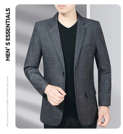 Blazer Men's Business Gentleman Wedding Fashionable Solid Color Best Man, Slimming and Casual Middle-aged and Elderly Blazer