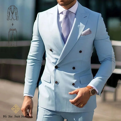 Men's 2-Piece Suit Set – Single Breasted Slim Fit Blazer & Dress Pants for Weddings
