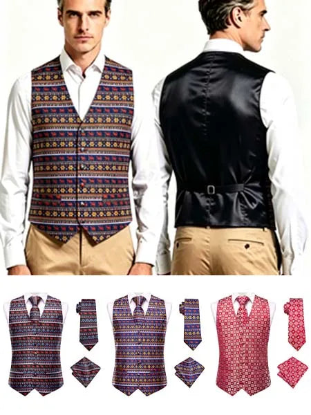 Men's Vest – Christmas Printed Waistcoat for Holiday Parties & Festive Events