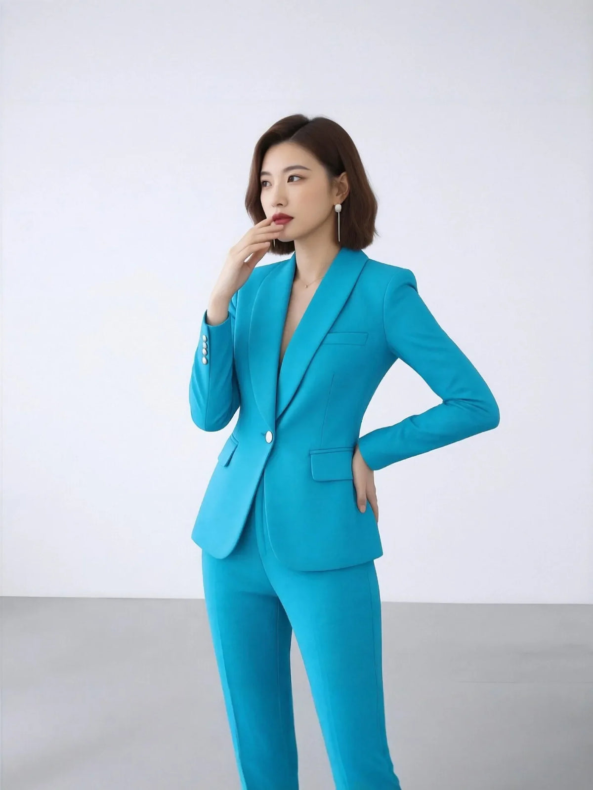 Red Women's Slim Fit 2pcs Suit Fashion Style Blazer Pants Outfit for Party Wedding Prom Evening Dress Office Lady Clothes