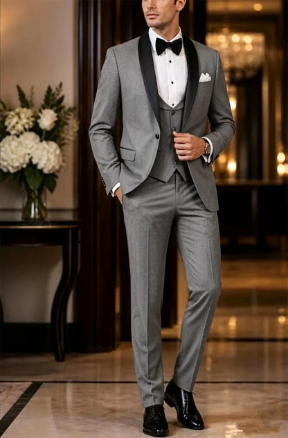 Costume Homme 3 Pièces Élégant Mariage Marié Smoking Formel Coupe Ajustée Tenue Sur Mesure Costumes pour Homme (Veste+Gilet+Pantalon)