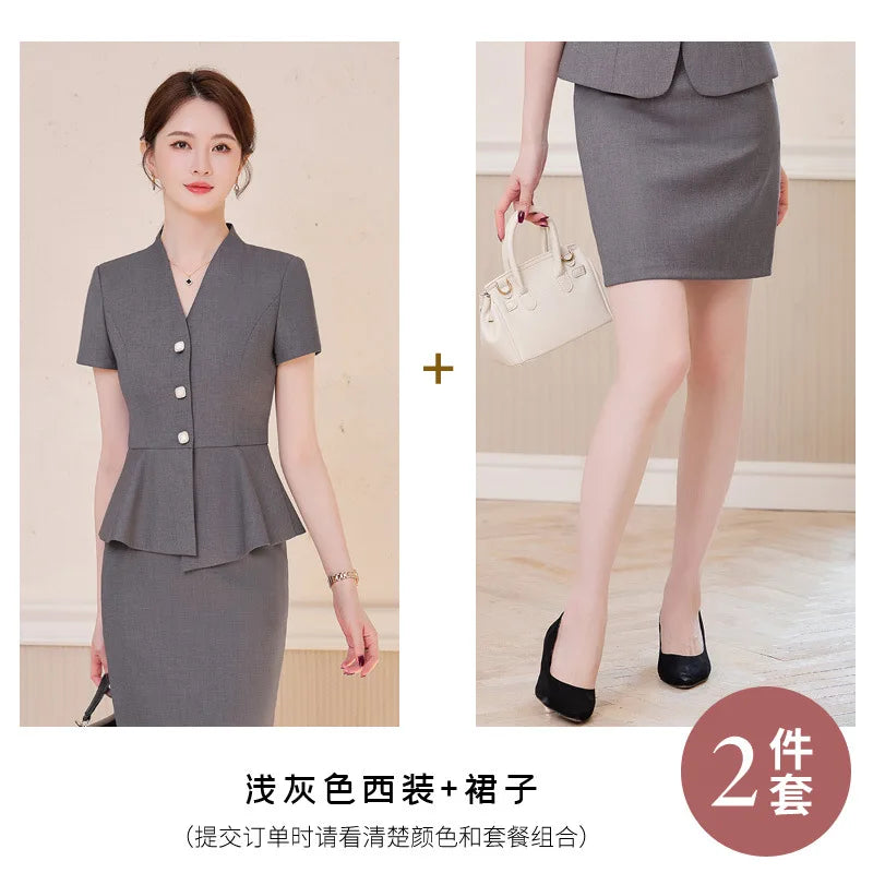 Short Sleeve Suit Professional Set Summer Hotel Management Front Desk Reception Manager Workwear Waiter Uniform Formal Wear