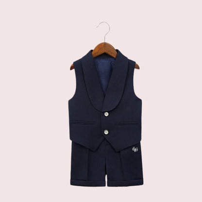Boys' Summer British Style Suit Vest Set Flower Boy First Birthday Outfit Boys' Children's Day Host Piano Performance Costume