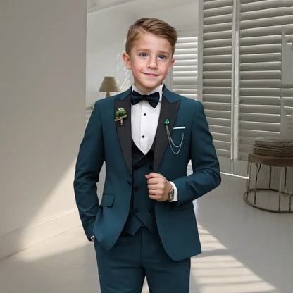 Boys Formal 3-Piece Suit Set – Blazer, Vest & Pants | Kids Wedding & Party Tuxedo