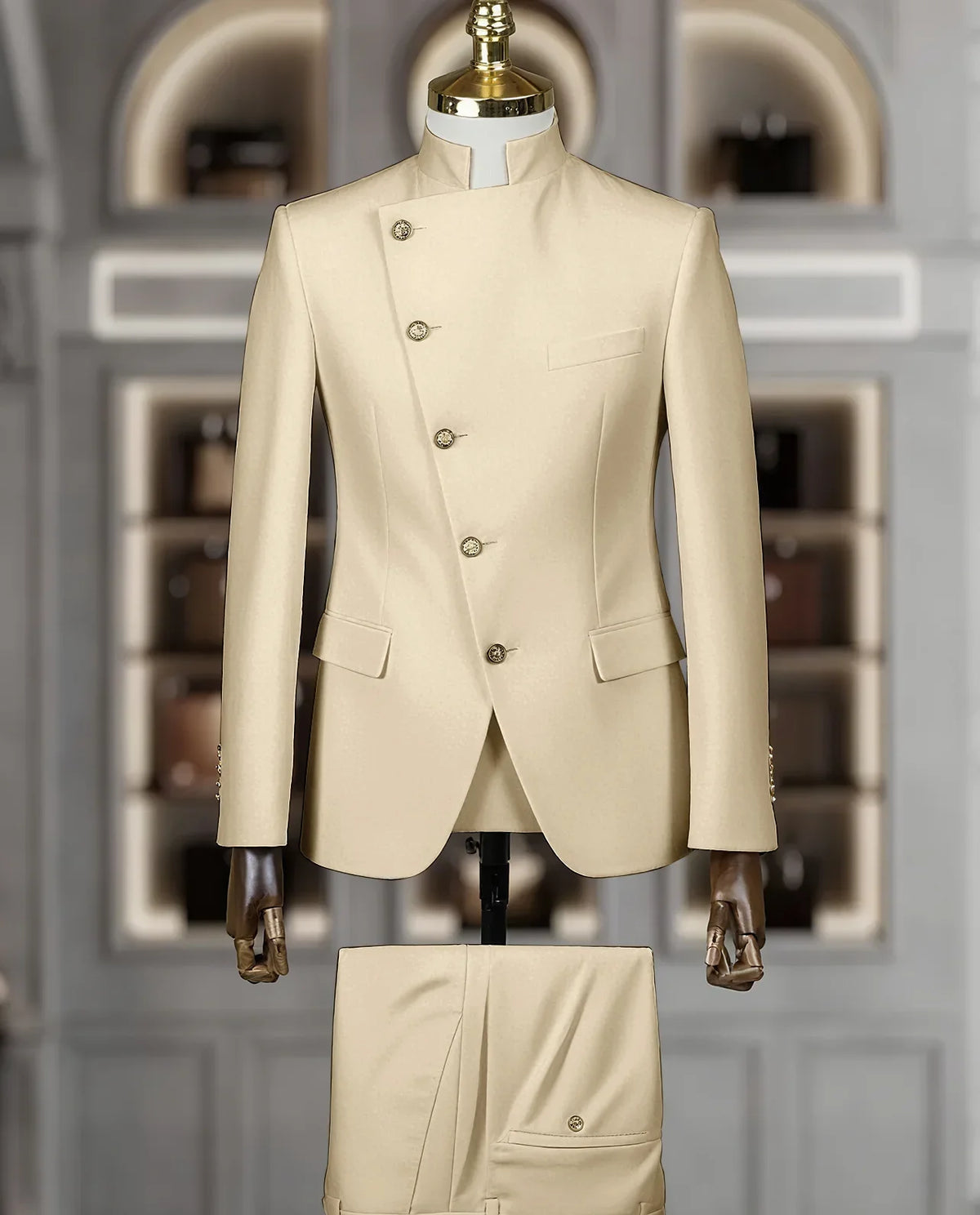 Costume Homme Cintrée 2 Pièces Uni pour Marié, Ensemble Blazer et Pantalon, Formel et Élégant, pour Fête, Bal de Fin d'Année, Banquet (Veste + Pantalon)