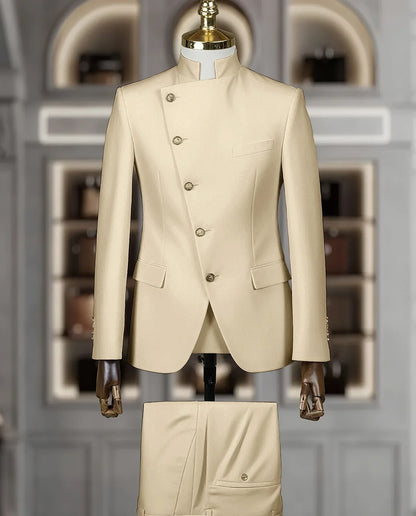 Costume Homme Cintrée 2 Pièces Uni pour Marié, Ensemble Blazer et Pantalon, Formel et Élégant, pour Fête, Bal de Fin d'Année, Banquet (Veste + Pantalon)