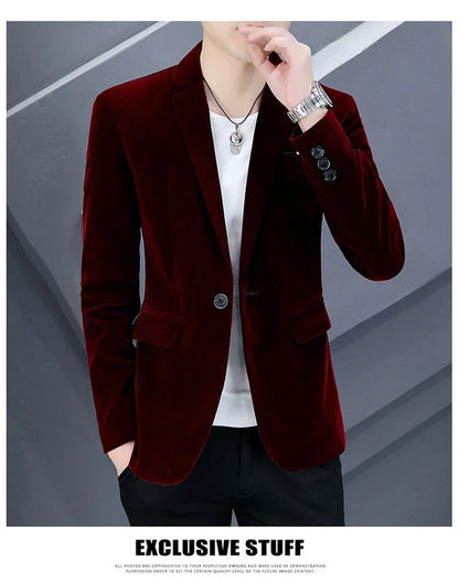 2025 Canary Suit Men's Velveteen Casual Small Suit British Style Business Single West Casual Clothes Trend Youth Handsome Shirt