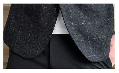 Men's  Slim Fit Business Suit Jacket Casual High-End Polyester Korean Style Top for Handsome Fashionable Look