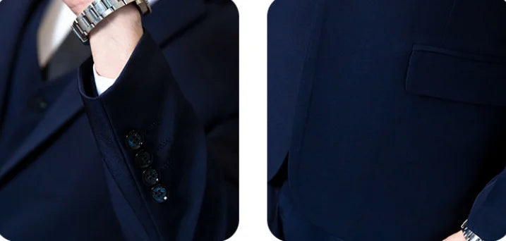 Men's Three-Piece Suit Set Fashion Business Career Waistcoat Trousers Wedding Dress Groom Best Man Decoration Body