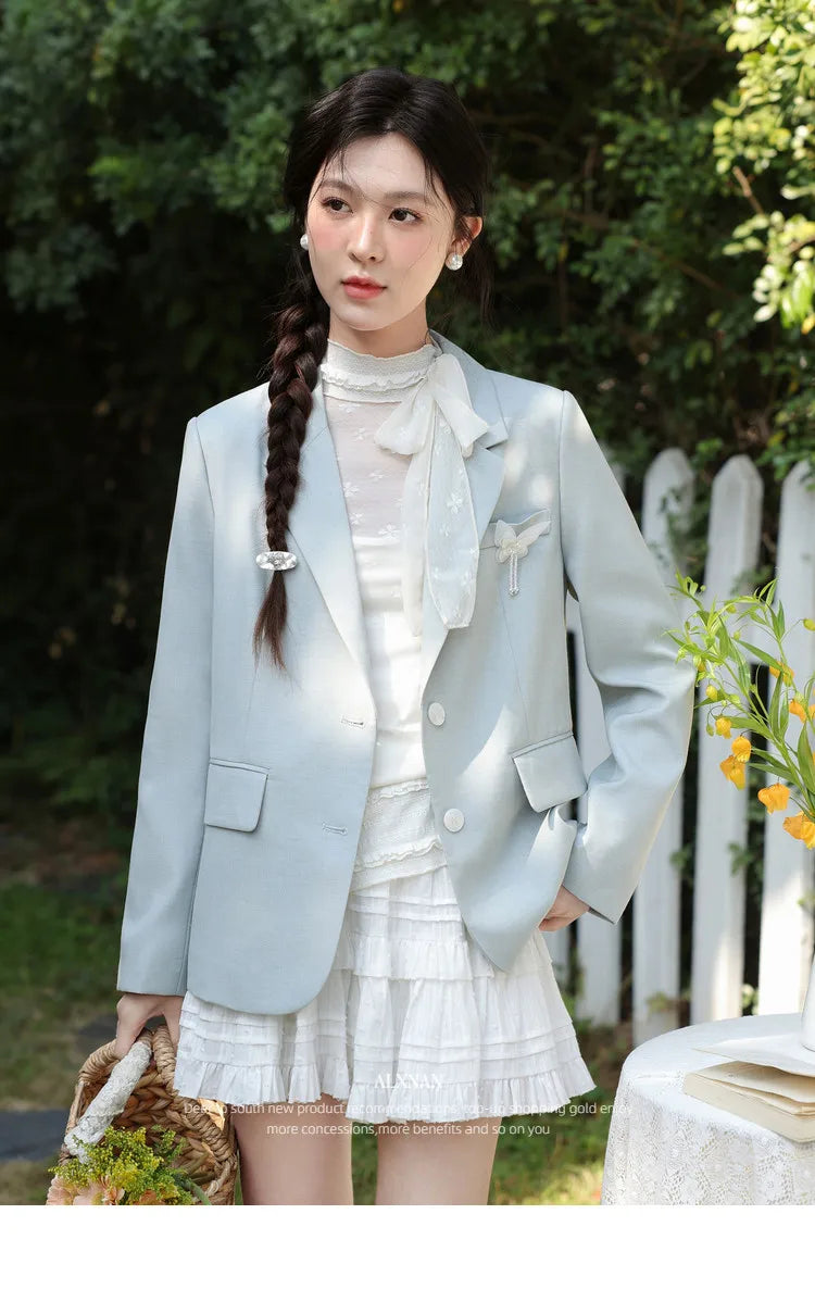 Khaki Blazer Spring Back Split Women's Jacket Elegant Casual Office Loose-fit Long Sleeve Outwears Female L61816 L61922