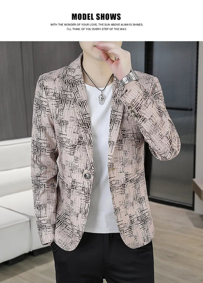 Blazer Men's Fashion Outdoor Travel Gentleman Wedding Slimming Business Versatile Trendy Casual Korean-style Formal Wear Blazer