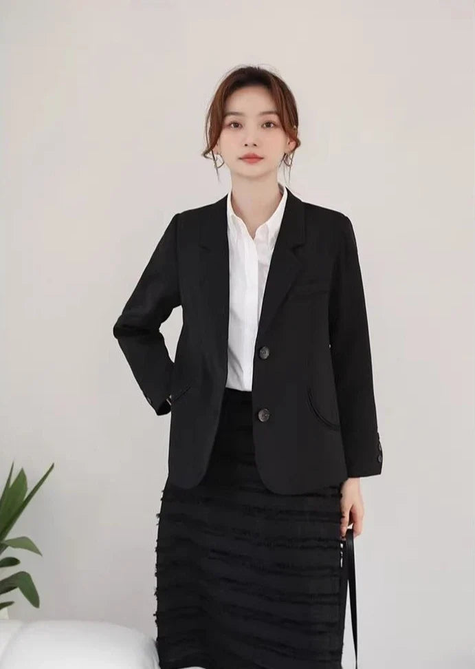 Women's 2025 New Korean Petite Niche Design Solid Slim Fit Blazer High Quality Slimming Minimalist Work Spring Autumn