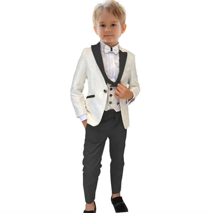 Boys 3-Piece Suit Set Jacket Vest Pants Paisley Slim Fit Kids Formal Tuxedo for Weddings