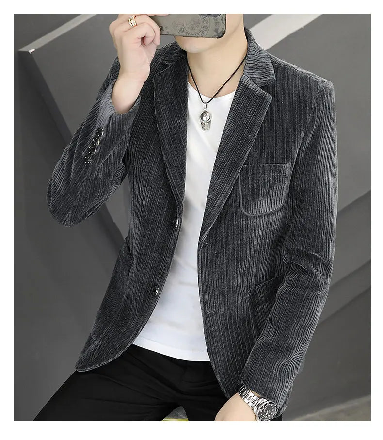 2026 Spring Autumn Corduroy Suit Jackets for Men Business Casual Blazers KoreanSlim Fit Social Office Wedding Suits Coats 4XL