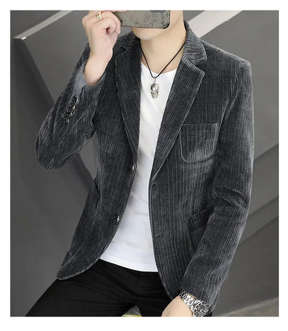 2026 Spring Autumn Corduroy Suit Jackets for Men Business Casual Blazers KoreanSlim Fit Social Office Wedding Suits Coats 4XL